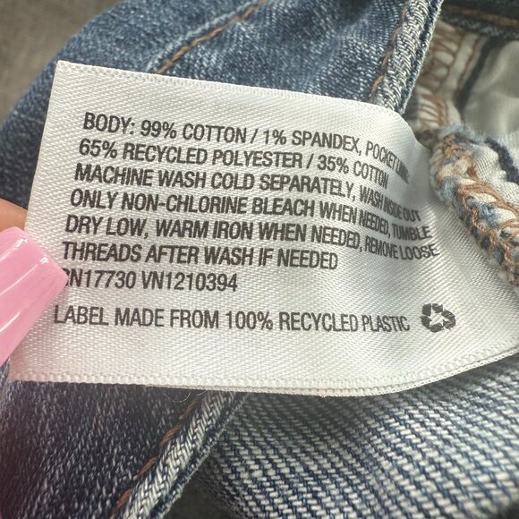 New Universal thread Jean Shorts High Rise 00/24 Buttons Cut off Fringe Cotton B - Picture 7 of 11